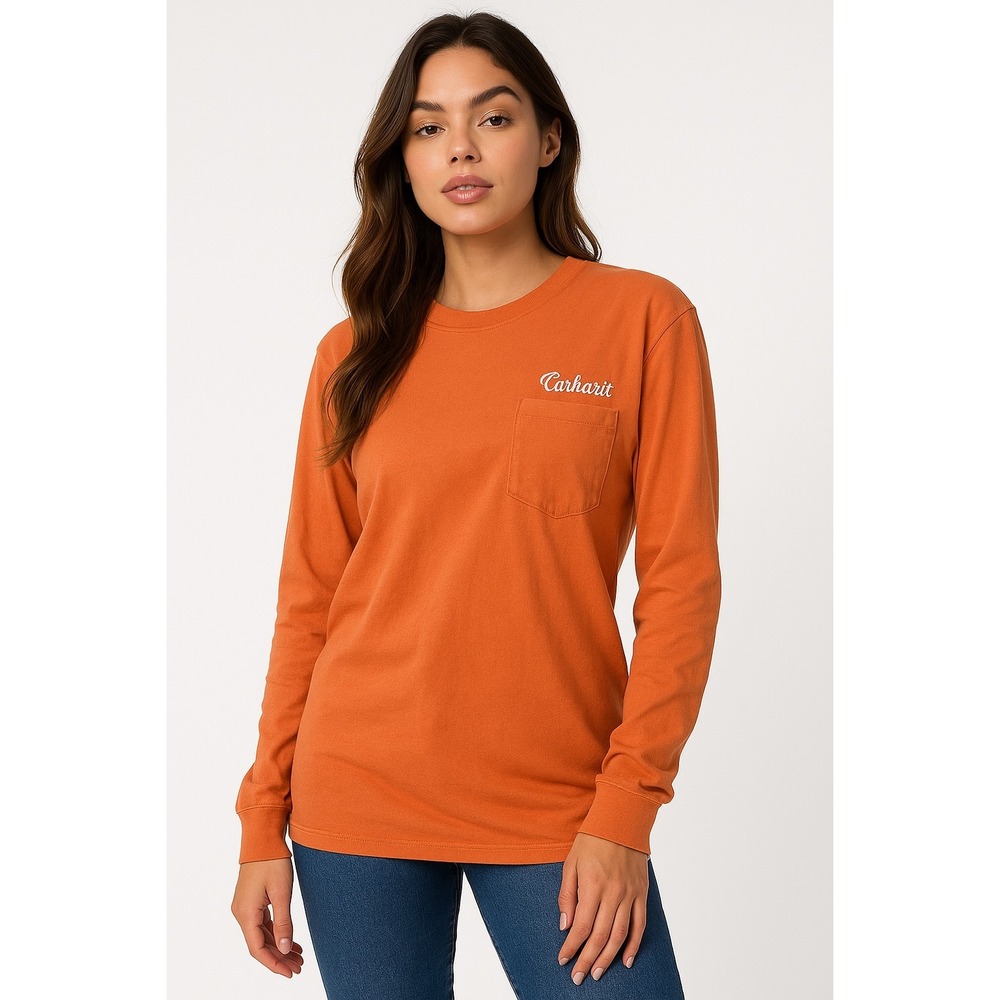 Carhartt Women's‎ Orange Loose Fit Long Sleeve Workwear T-Shirt (XL 16-18)